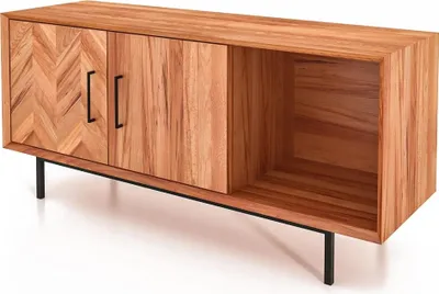 Produktbild von Kommode Seiba Kernbuche massiv 144x45x65 Fischgrätmuster mit 2 Türen und 1 Fach
