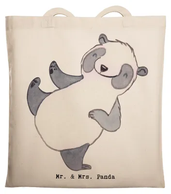 Produktbild von Mr. & Mrs. Panda Tote Bag Panda Kampfkunst - Transparent - Geschenk, Schultasche, Shopping Tasche, Selbstverteidigung, Laptoptasche, Jutebeutel, Kampfsportarten
