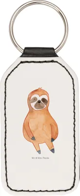 Produktbild von Mr. & Mrs. Panda Schlüsselanhänger Faultier Zufrieden - Weiß - Geschenk, Mit Spruch, anhänger für schlüssel, Glücklich, Ruhe, schlüsselbund, faul, Taschenanhänger
