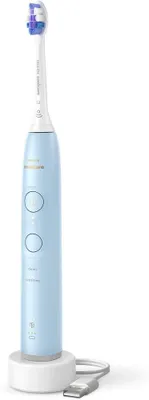 Produktbild von Philips Series 6100 HX7406/01 Wiederaufladbare Zahnbürste, Erwachsener, Schallzahnbürste, Sensibel, 62000 Bewegungen pro Minute, Hellblau, 2 min, 4 x 30 sec