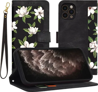 Produktbild von Techsuit FlipCraft Book Wallet Klapphülle mit Kabel für Apple iPhone 11 Pro - Flowers of the Dawn