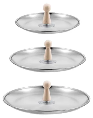 3er-Set runde Keramikformen, Edelstahl, Holzgriff, 14/17/20 cm