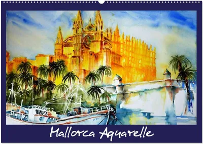 Produktbild von Mallorca Aquarelle (Wandkalender 2025 DIN A2 quer), CALVENDO Monatskalender