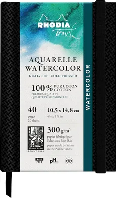 Productafbeelding van Touch 116139C - Aquarel schetsboek 100% katoen - Fijnkorrelig - 300 g - M² - A6 Staand - 40 Niet-geperforeerde Pagina's