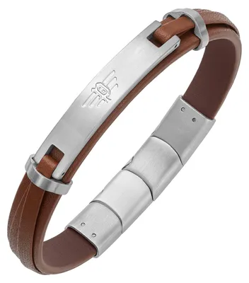 Produktbild von Police Armband Herren Looper Dunkelbraun Leder Edelstahl PEAGB0040802