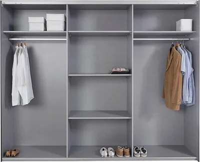 Produktbild von Schwebetürenschrank Kleiderschrank Bramfeld graphit schwarzglas 270cm