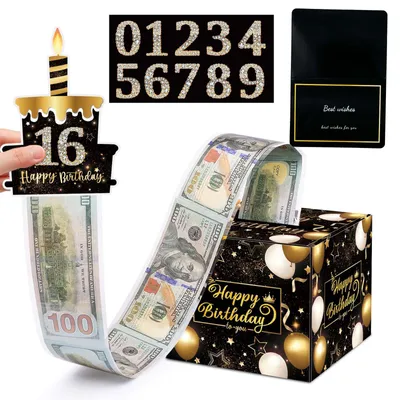 Productafbeelding van Geldcadeaubox met verjaardagskaart, verrassingsbox, 1 stuk, voor geldcadeaus