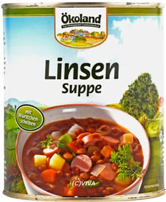 Produktbild von ÖKOLAND Linsensuppe mit Würstchenscheiben - 800g