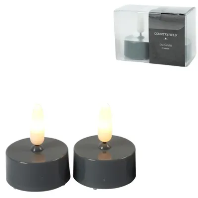Produktbild von Countryfield LED-Teelichter - 2x - grau - warmweis