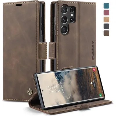 Immagine prodotto di Custodia a libro per Samsung Galaxy S25 Ultra 5G, in pelle, con porta carte, funzione stand