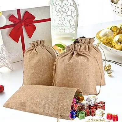 Produktbild von 25 Jutesäckchen mit Kordelzug, 20 x 30 cm, für Geschenke und Aufbewahrung