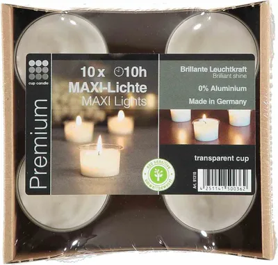 Produktbild von Cup Candle 913-10 Maxi-Lichte 10h (10er Pack)