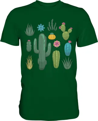 Produktbild von Kakteen T-Shirt Kaktus Sukkulenten Pflanzen – Bottle Green / M