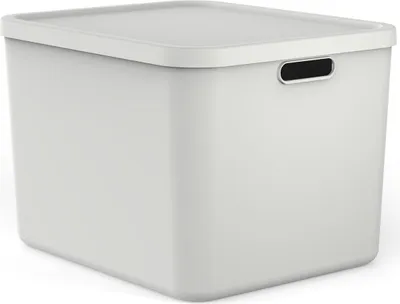 Produktbild von Rotho Albula Aufbewahrungsbox 55L, modular, stapelbar, mit Griffen, in Weiß
