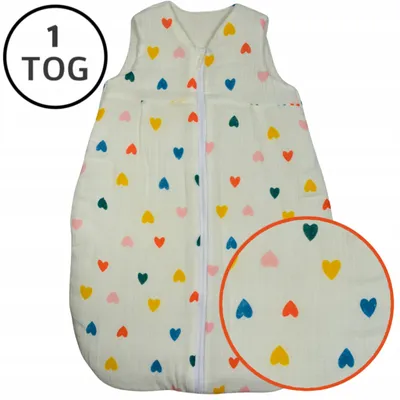 Produktbild von Ankras Musselin-Schlafsack 1 TOG wattiert Größe 56-62