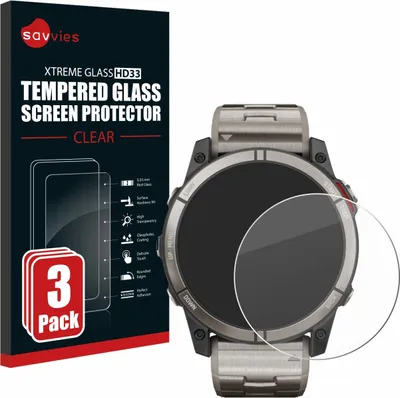 Produktbild von 3x Savvies Schutzglas für Garmin quatix 7X Displayschutz 9H Glas klar transparent