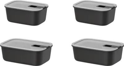 Productafbeelding van Mepal - Set van 4 luchtdichte containers, EasyClip - 2,4 liter - Nordic zwart