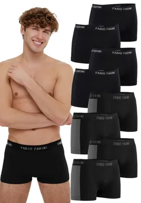 Produktbild von Fabio Farini - 8 Stück Herren Unterhosen - Männer Retroshorts aus weicher Microfaser im sportlichen Look mit Logoschriftzug