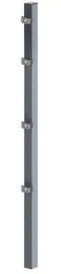 Image de Alberts 677909 Poteau de clôture avec patte de serrage et accessoires, galvanisé à chaud, revêtement plastique anthracite (RAL 7016), longueur 1200 mm, 60 x 40 mm