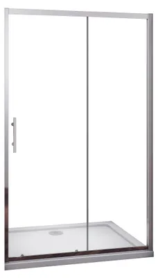 Produktbild von Nischentür Schiebetür 110x185, 5mm ESG Klarglas,Komplett Chrom-Optik mit Griff,platzsparend,Dusche