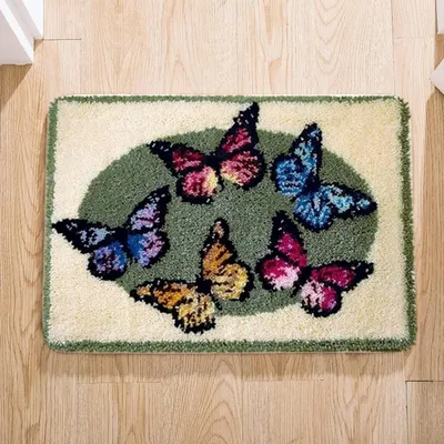 Produktbild von Knüpf-Set Schmetterlinge 50 x 38 cm DIY Anfänger Bastelset mit Garnen