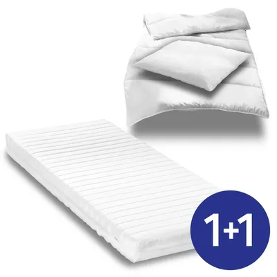 Immagine prodotto di Materasso in schiuma a freddo K16 90 x 200 cm, altezza 16 cm, grado di rigidità H2/H3 + set da letto in microfibra CloudComfort Basic 135 x 200 cm + 80 x 80 cm