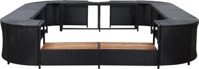 Produktbild von vidaXL Whirlpool-Umrandung, Poly Rattan, Schwarz, Quadratisch, 268x268x55 cm, wasserfest, pflegeleicht, strapazierfähig, witterungsbeständig, 2 Spa-Stufen, geölt, leicht zu montieren