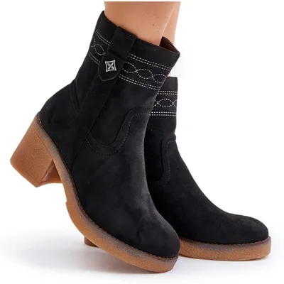 Produktbild von Warme Damen Stiefeletten Mit Absatz Schwarz Vailia 40