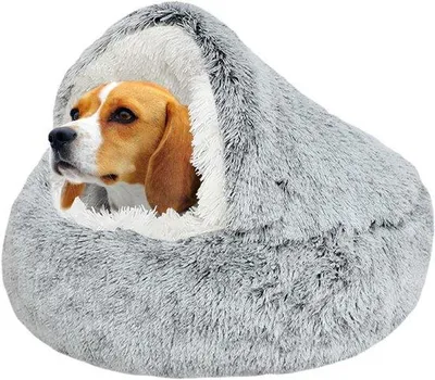 Image de Lit pour chien moelleux en peluche, gris, 65 cm