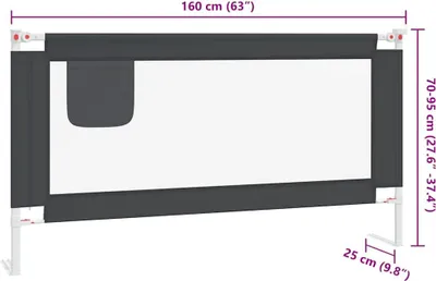 Produktbild von vidaXL Kleinkind-Bettschutzgitter Dunkelgrau 160x25 cm Stoff