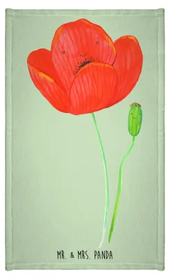 Produktbild von Mr. & Mrs. Panda Baumwollhandtuch Blume Mohnblume - Blattgrün - Geschenk, Frotteehandtuch, Kleines Handtuch, Mohn, Selbstliebe, Klein, Frotteetuch, Motivation, gäste wc
