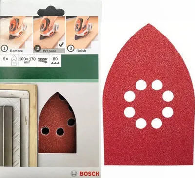 Produktbild von Bosch Schleifblatt 5 Stk, 100 x 170 mm K 80 für Black + Decker