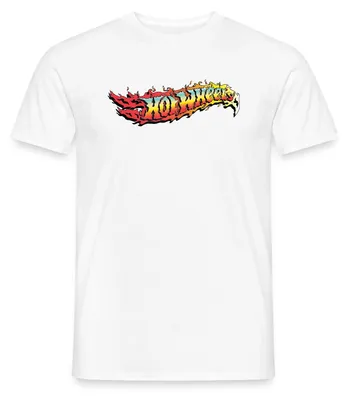 Produktbild von Spreadshirt Hot Wheels Logo-Design Mit Flammen Männer T-Shirt, M, Weiß