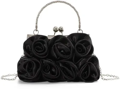 Produktbild von Satijn Clutch mit Blume und Kette für Hochzeitsdame