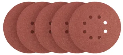Produktbild von Schleifscheiben mit Klettverschluss, 150 mm, Körnung P150, 5 Stück, mit 8 Löchern
