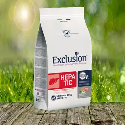 Produktbild von Exclusion Hepatic Schwein, Reis & Erbse Medium/Large