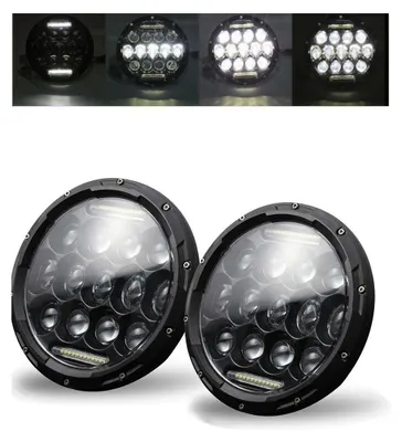 Produktbild von 2er-Set universelle 7 Zoll (18 cm) LED/Halogen-Scheinwerferlampen, 12–24 V, Abblend- & Fernlicht, mit weißem DRL (Tagfahrlicht),