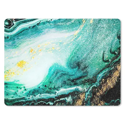 Obrázek produktu pro Podložka pod myš - Mramorový vzhled - Modrá - Zlatá - Třpytky - - Mramor - 23x19cm - Podložka pod myš