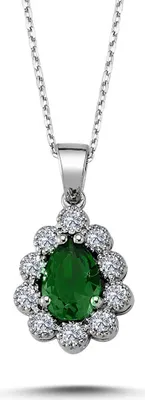 Produktbild von Diamant Drop Smaragd Entourage Halskette