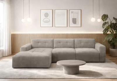 Produktbild von AX LIVING Couch in L Form Corlu Sofa Beige für Wohnzimmer 310 cm L