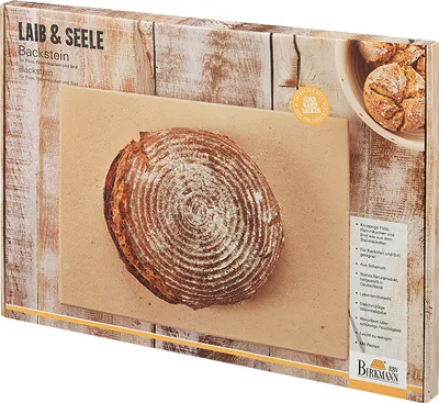 Produktbild von BIRKMANN Backstein, 40 x 30 cm, aus lebensmittelechtem Schamotte, mit Rezept, PFOA- frei, 310001