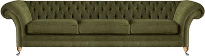 Immagine prodotto di Soggiorno design divano tre posti imbottito verde tessile Chesterfield