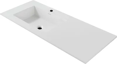 Produktbild von Waschtisch mit Ablagefläche 120 cm mattweiß Becken links mit Überlauf Mineralguss