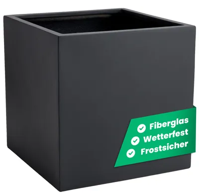 Produktbild von VIVANNO Pflanzkübel Fiberglas BLOCK Würfel, Anthrazit matt - 60x60x60 cm