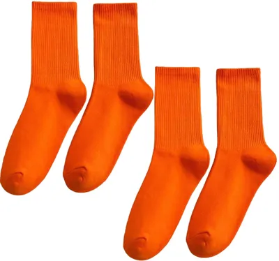 Productafbeelding van Sokken – 2 paar – dames en heren – one size – oranje sokken – sokken voor Koningsdag – sportsokken – maten 34–42 – beenlengte ongeveer 19 cm