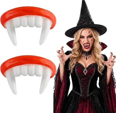 Productafbeelding van Vampiertanden - Set van 2 - Herbruikbare vampiertanden - Halloween - Vangtanden voor volwassenen - Cosplay - Carnaval