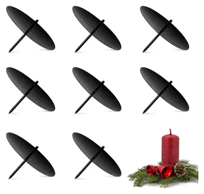 Produktbild von 8 Stück Kerzenhalter Adventskranz Metall, Schwarz 8 cm Kerzenstecker für Weihnachten