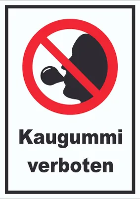 Produktbild von Schild Kaugummi verboten A1 Rückseite selbstklebend