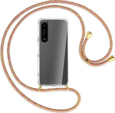 Produktbild von Handykette Backcover-Schutzhülle mit Band (Metall goldfarben) für Sony Xperia 1 III - Rainbow