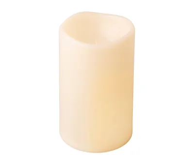 Produktbild von LED Kerze 12x20cm mit Timer Outdoor Kunststoff Creme / Warmweiß